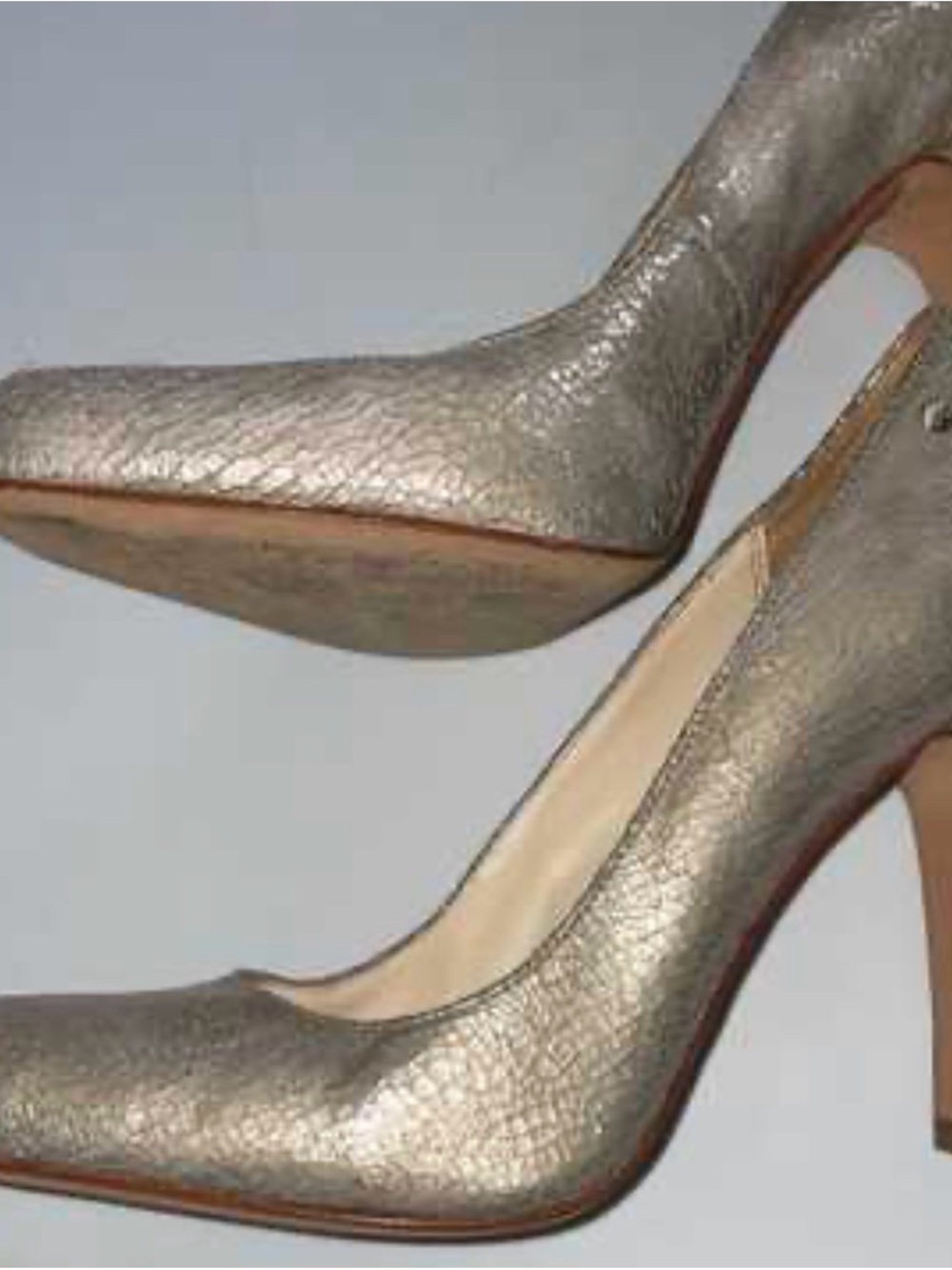Coach Metallic Gold Textured Pointed-Toe Pumps